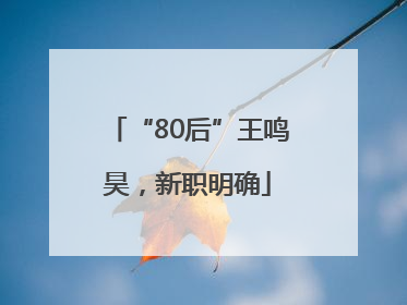 “80后”王鸣昊，新职明确