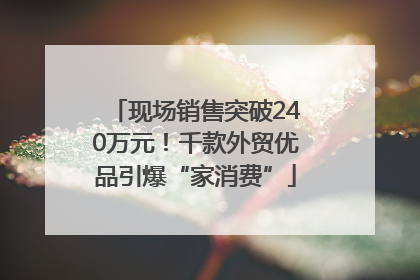 现场销售突破240万元！千款外贸优品引爆“家消费”
