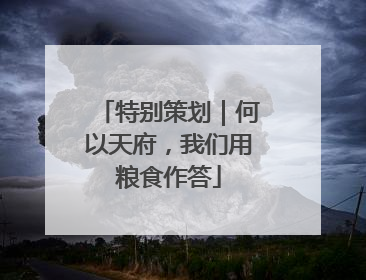特别策划｜何以天府，我们用粮食作答