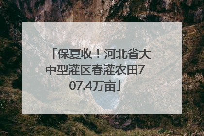 保夏收！河北省大中型灌区春灌农田707.4万亩