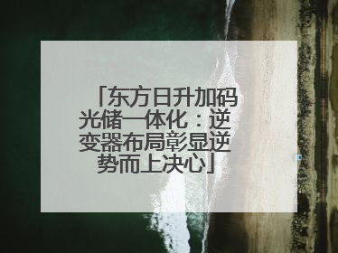 东方日升加码光储一体化：逆变器布局彰显逆势而上决心