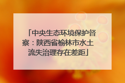 中央生态环境保护督察：陕西省榆林市水土流失治理存在差距