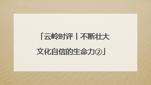 云岭时评丨不断壮大文化自信的生命力②