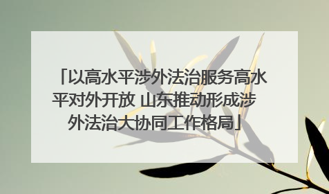 以高水平涉外法治服务高水平对外开放 山东推动形成涉外法治大协同工作格局