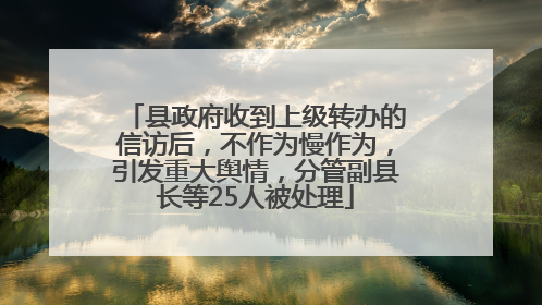县政府收到上级转办的信访后，不作为慢作为，引发重大舆情，分管副县长等25人被处理