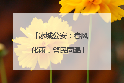 冰城公安：春风化雨，警民同温