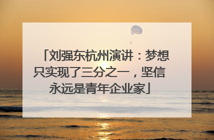 刘强东杭州演讲：梦想只实现了三分之一，坚信永远是青年企业家