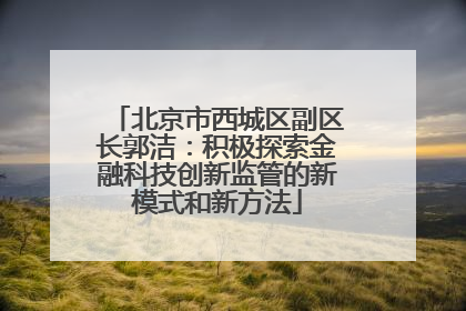 北京市西城区副区长郭洁：积极探索金融科技创新监管的新模式和新方法