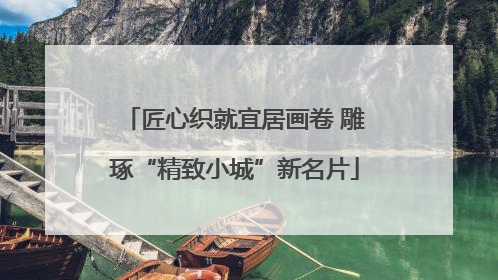 匠心织就宜居画卷 雕琢“精致小城”新名片