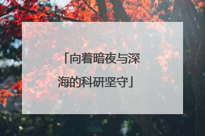 向着暗夜与深海的科研坚守