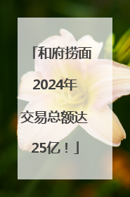 和府捞面2024年交易总额达25亿！