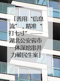 善用“信息流”，精准“打七寸”——湖北公安省市一体深挖串并力破民生案