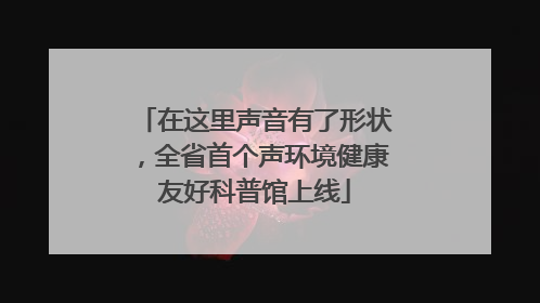 在这里声音有了形状，全省首个声环境健康友好科普馆上线
