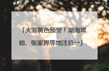 大雾黄色预警！湖南常德、张家界等地注意→