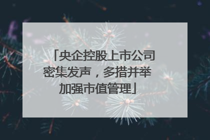 央企控股上市公司密集发声，多措并举加强市值管理