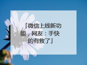 微信上线新功能，网友：手快的有救了