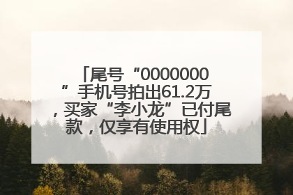 尾号“0000000”手机号拍出61.2万，买家“李小龙”已付尾款，仅享有使用权