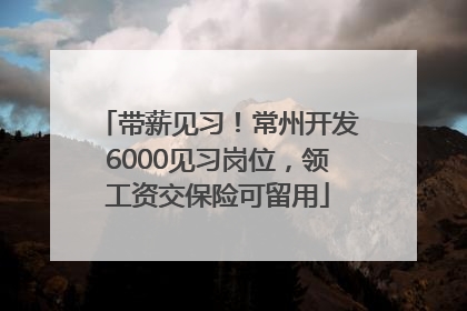 带薪见习！常州开发6000见习岗位，领工资交保险可留用