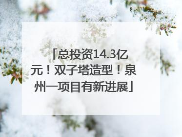 总投资14.3亿元！双子塔造型！泉州一项目有新进展