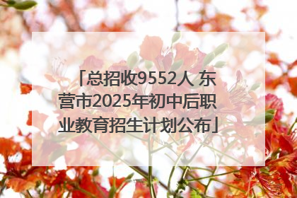 总招收9552人 东营市2025年初中后职业教育招生计划公布