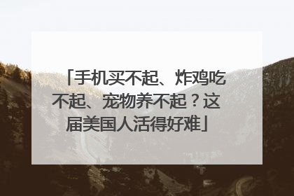 手机买不起、炸鸡吃不起、宠物养不起？这届美国人活得好难
