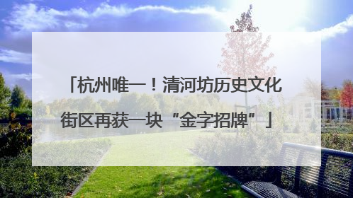 杭州唯一！清河坊历史文化街区再获一块“金字招牌”