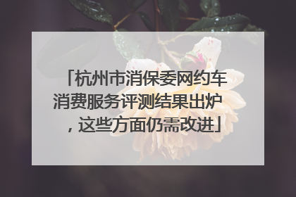 杭州市消保委网约车消费服务评测结果出炉，这些方面仍需改进