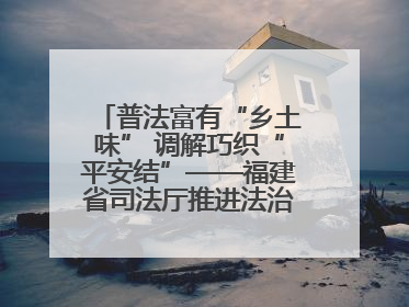普法富有“乡土味” 调解巧织“平安结”——福建省司法厅推进法治乡村建设出成效