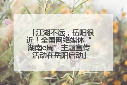江湖不远，岳阳很近！全国网络媒体“湖南e周”主题宣传活动在岳阳启动
