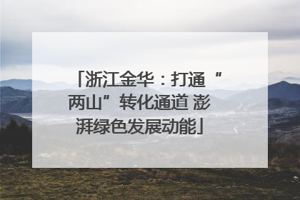 浙江金华：打通“两山”转化通道 澎湃绿色发展动能