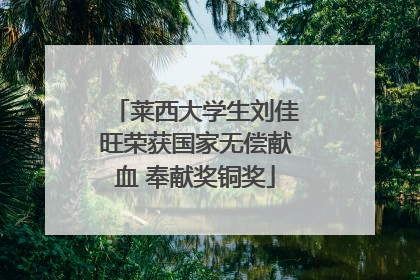 莱西大学生刘佳旺荣获国家无偿献血 奉献奖铜奖