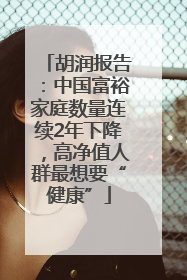胡润报告：中国富裕家庭数量连续2年下降，高净值人群最想要“健康”