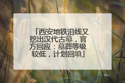 西安地铁沿线又挖出汉代古墓，官方回应：墓葬等级较低，计划回填