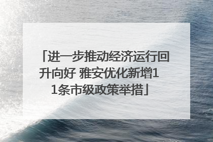 进一步推动经济运行回升向好 雅安优化新增11条市级政策举措