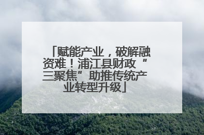 赋能产业，破解融资难！浦江县财政“三聚焦”助推传统产业转型升级