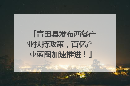 青田县发布西餐产业扶持政策，百亿产业蓝图加速推进！