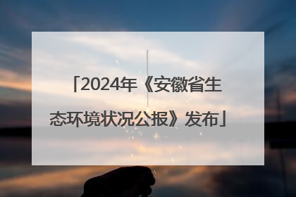 2024年《安徽省生态环境状况公报》发布