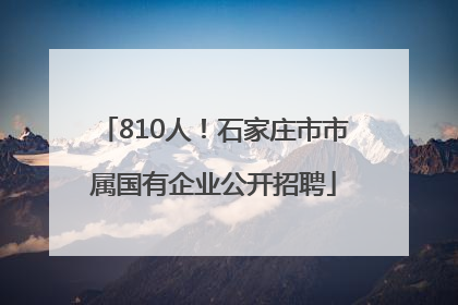810人！石家庄市市属国有企业公开招聘